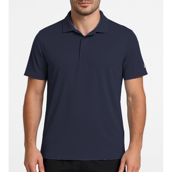 Reebok Men's Short Sleeve Performance Training Polo Shirt Wicking Navy Blue L - Picture 1 of 7